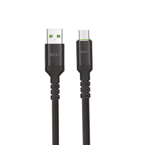 كيبل Power Wire Max من أسلي جلوبال USB-A إلى Micro مضفر من النايلون واحد متر | أسود كيبل Power Wire Max من أسلي جلوبال USB-A إلى Micro مضفر من النايلون واحد متر | أسود